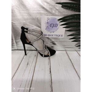 INC International Concepts Women's Nellemi Strappy Sandals - Black Crystal 8.5M